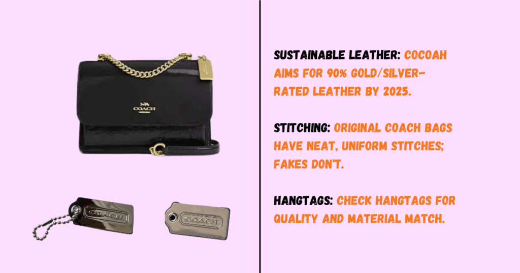 Sustainable Leather Stitching Hangtags Coach handbags