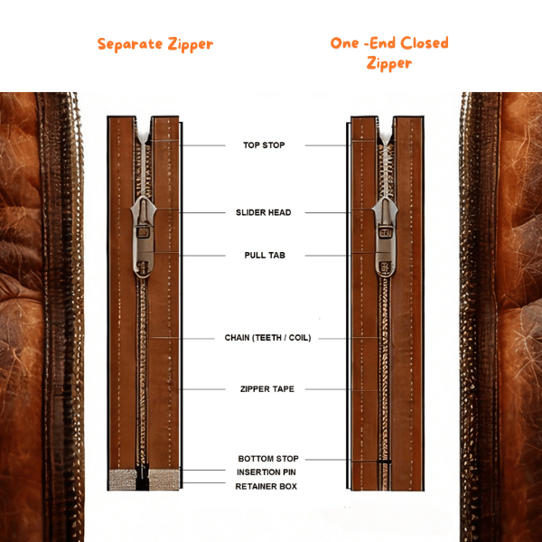 zipper structure of handbags