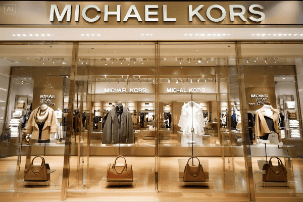 Michael Kors Storefront: A sleek and sophisticated Michael Kors boutique showcasing luxury handbags and fashion-forward apparel, emphasizing contemporary elegance.