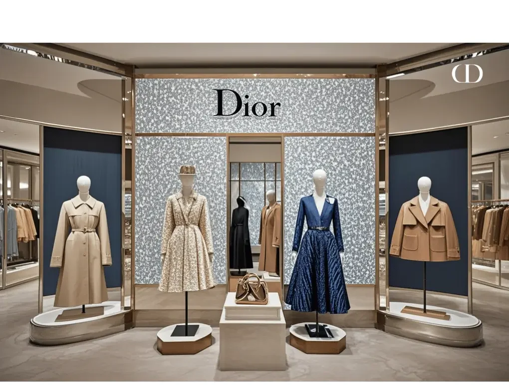 Dior outlet store offering a selection of luxury fashion items.