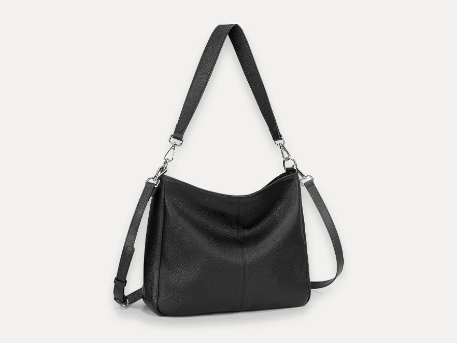 befen soft black genuine leather hobo bag