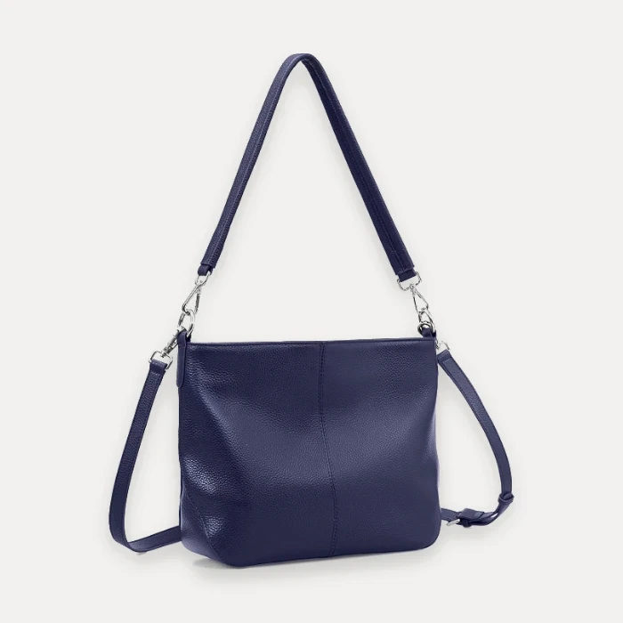 befen navy blue genuine leather hobo purse