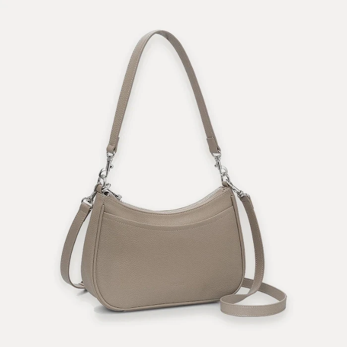 befen taupe gray genuine leather crossbody hobo bag