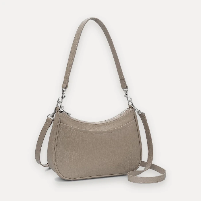 befen taupe gray genuine leather crossbody hobo bag, similar style to Tignanello gray handbags