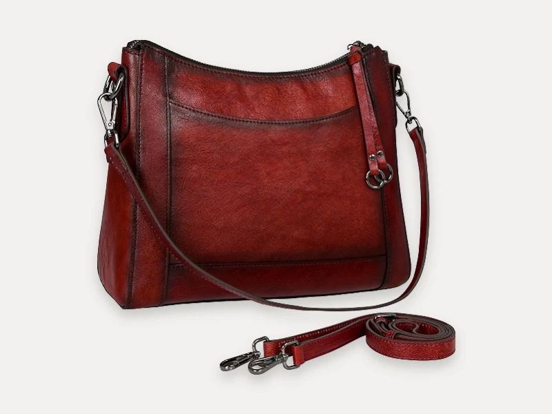 Iswee wine leather crossbody satchel bag, similar style to Tignanello handbags