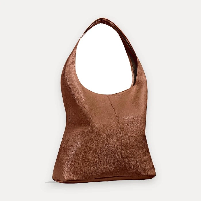 Brown Italian genuine leather hobo bag