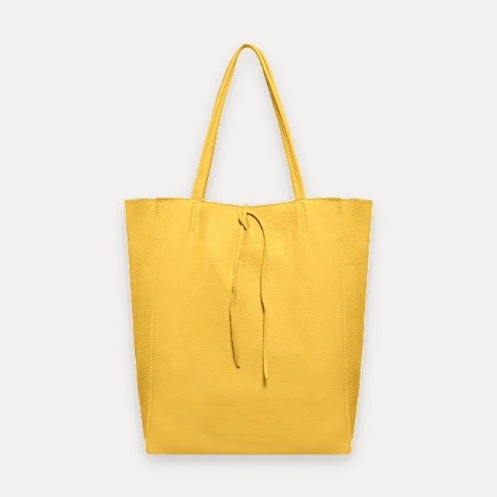 Genuine Italian leather tote bag in yellow