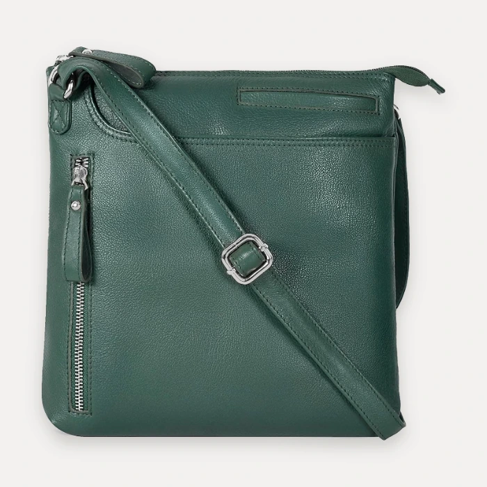 Green genuine leather crossbody bag, similar style to Tignanello green handbags