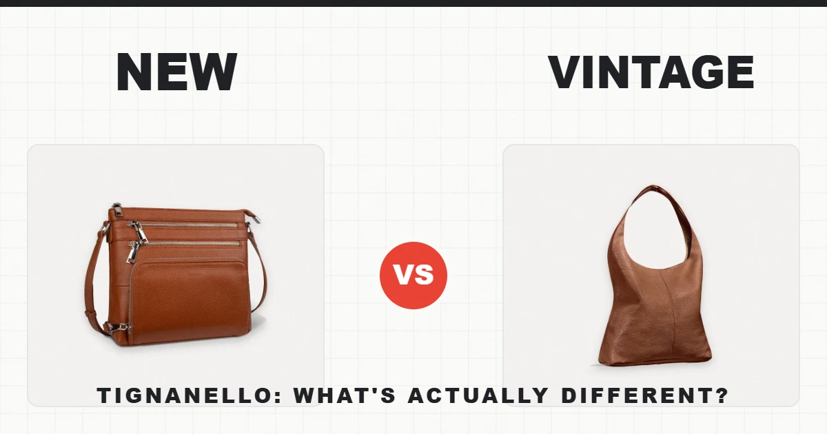 New Tignanello-style leather bag next to a genuine vintage Tignanello bag