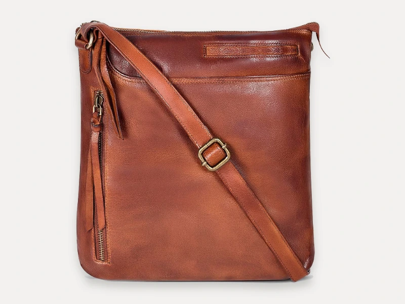 Oak Leathers genuine leather crossbody bag, similar style to Tignanello handbags