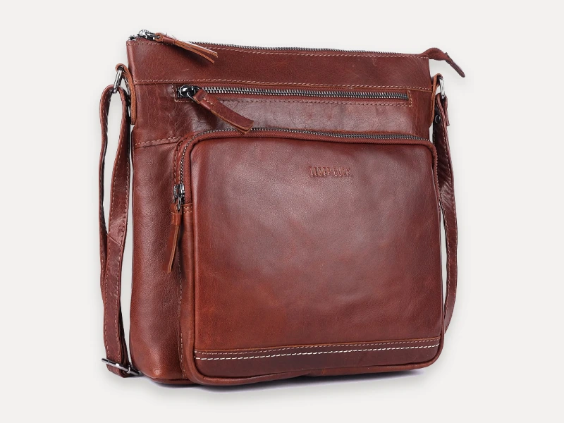 Olga extra-large triple-zip leather crossbody purse, similar style to Tignanello handbags
