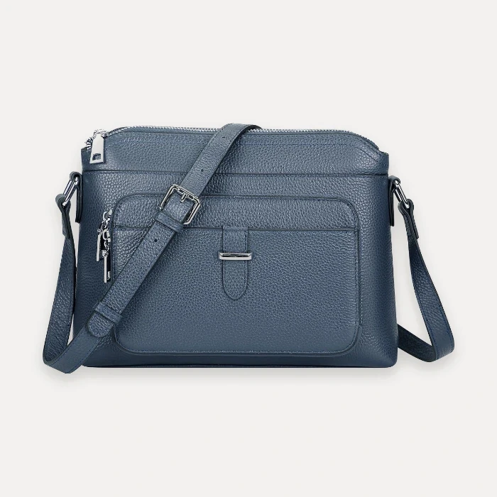 Over Earth indigo blue genuine leather crossbody bag