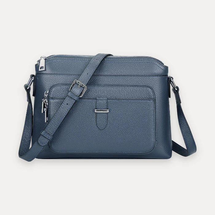 Over Earth indigo blue genuine leather crossbody bag, similar style to Tignanello navy handbags