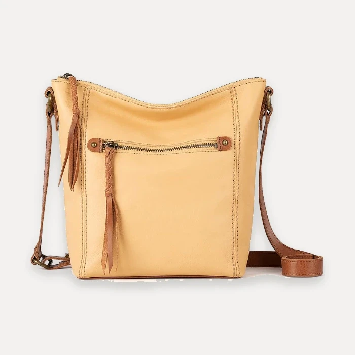 The Sak Ashland yellow leather crossbody purse