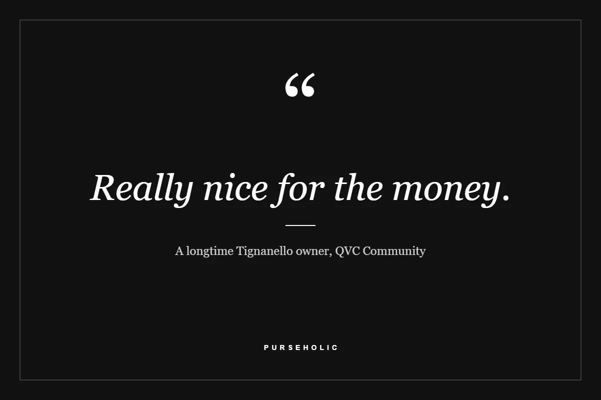 Quote card: Really nice for the money, a longtime Tignanello owner on the QVC Community
