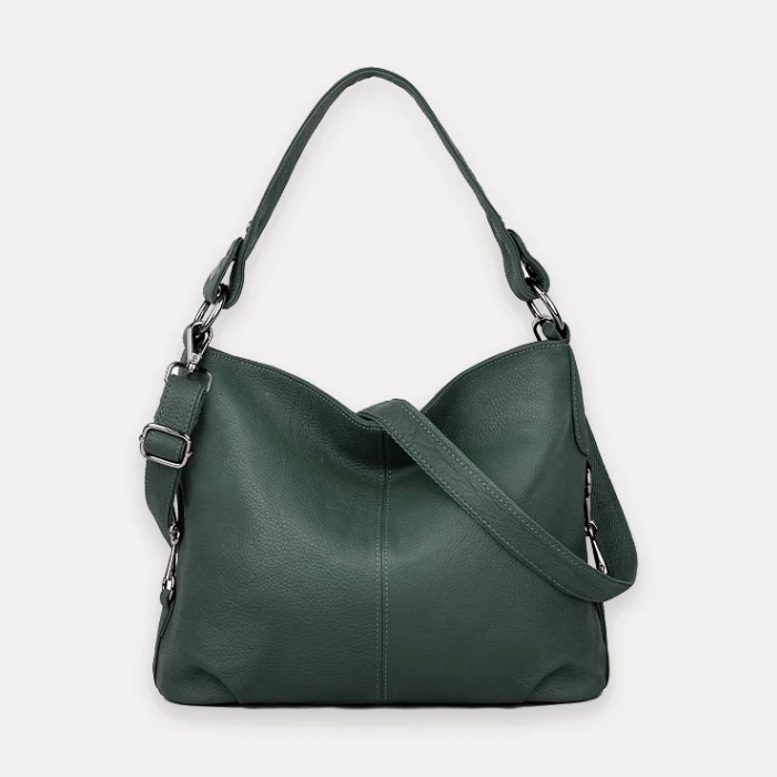 YALUXE dark olive green leather hobo shoulder bag