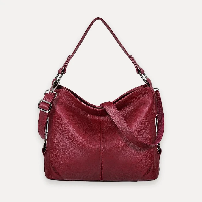 YALUXE burgundy leather hobo shoulder bag