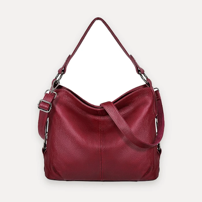 YALUXE burgundy leather hobo shoulder bag